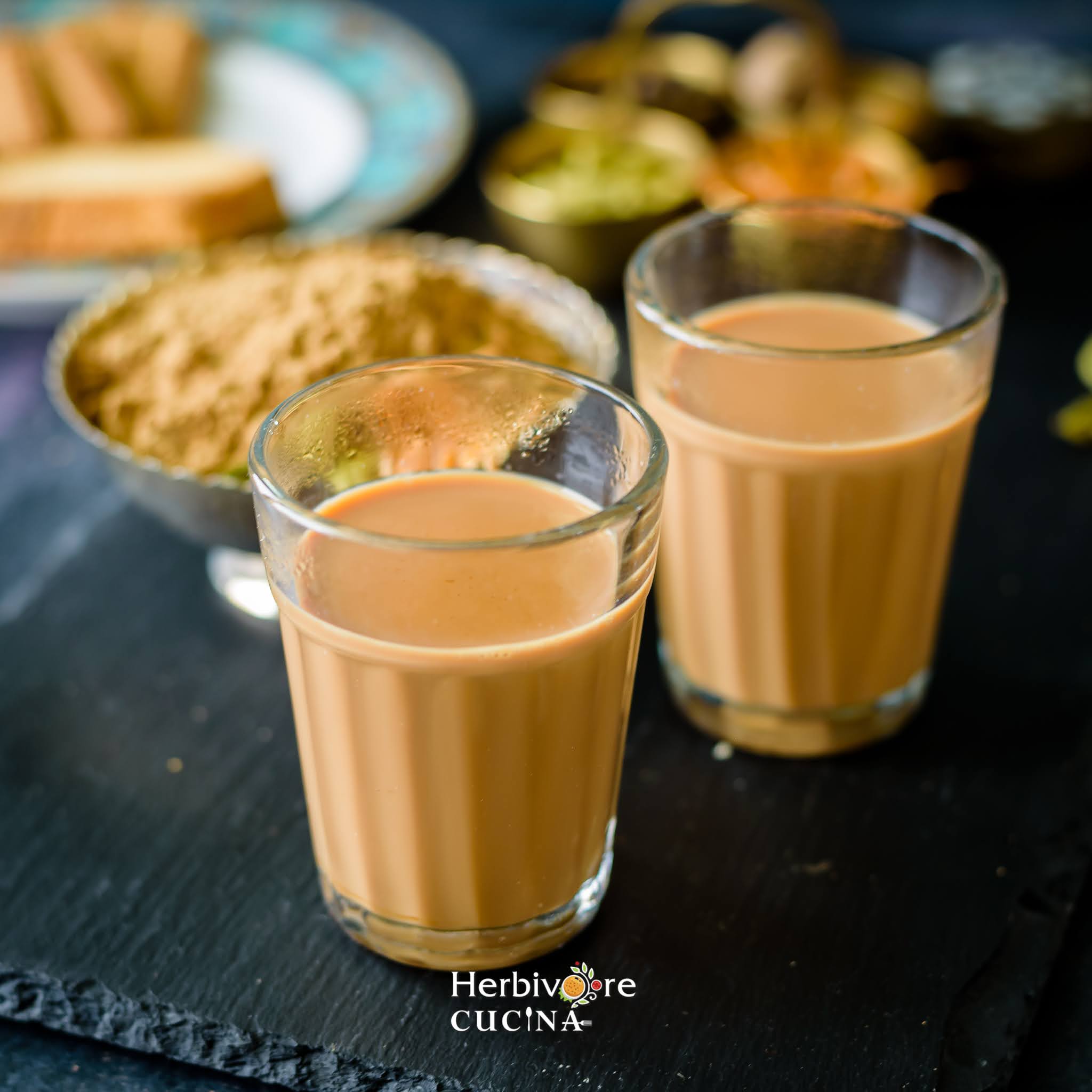 Two cutting glasses of Indian Masala Chai