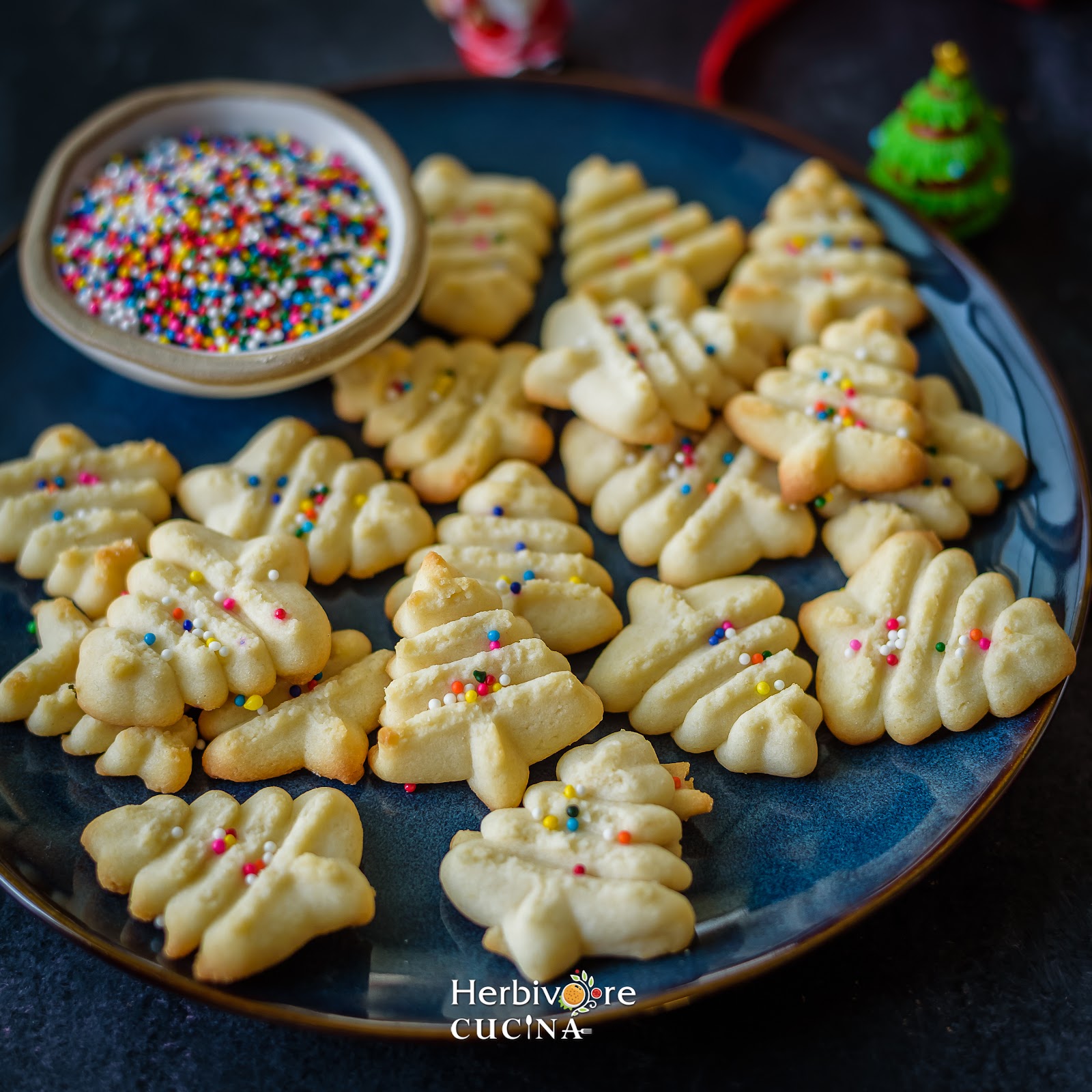 Eggless Spritz cookies in a plate