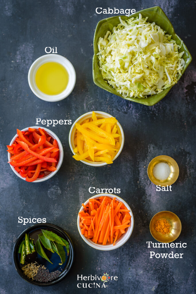 Ingredients for Cabbage Sambharo