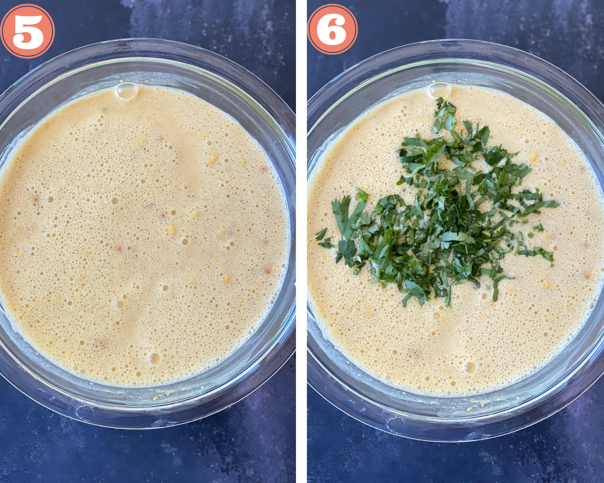 Collage steps to make dhokli khandvi; make a lump free batter and add cilantro. 