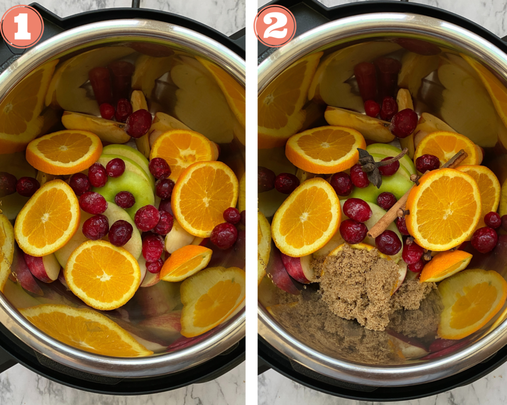 Add fruits and spices to instant pot