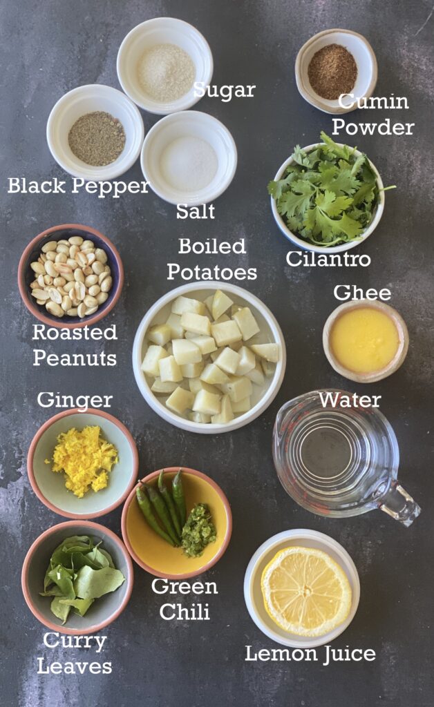 Ingredients for potato curry
