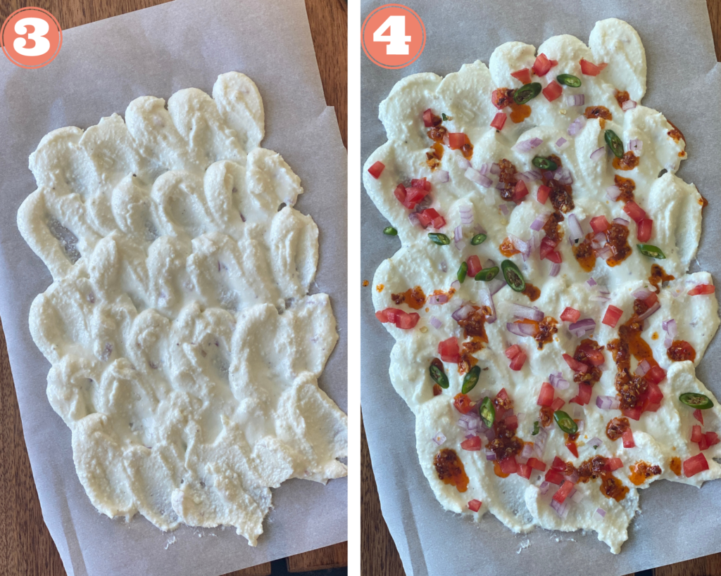 spread the mix and top with veggies