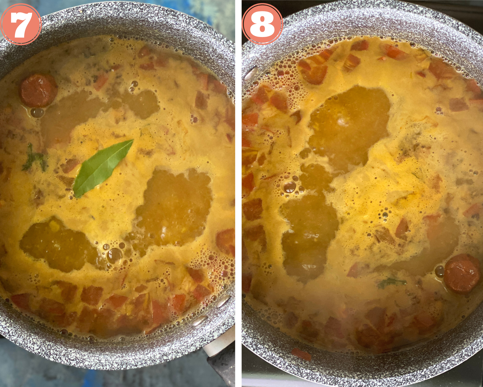 Collage steps to prepare rasam at home. 