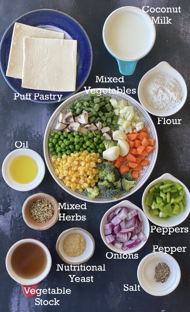 Ingredients for Air Fryer Vegetable Pot Pie