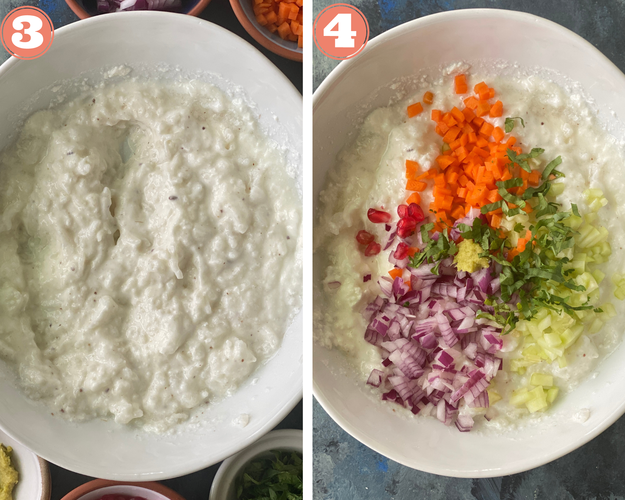 Mix and add vegetables like onions, carrots, cucumber and cilantro. 