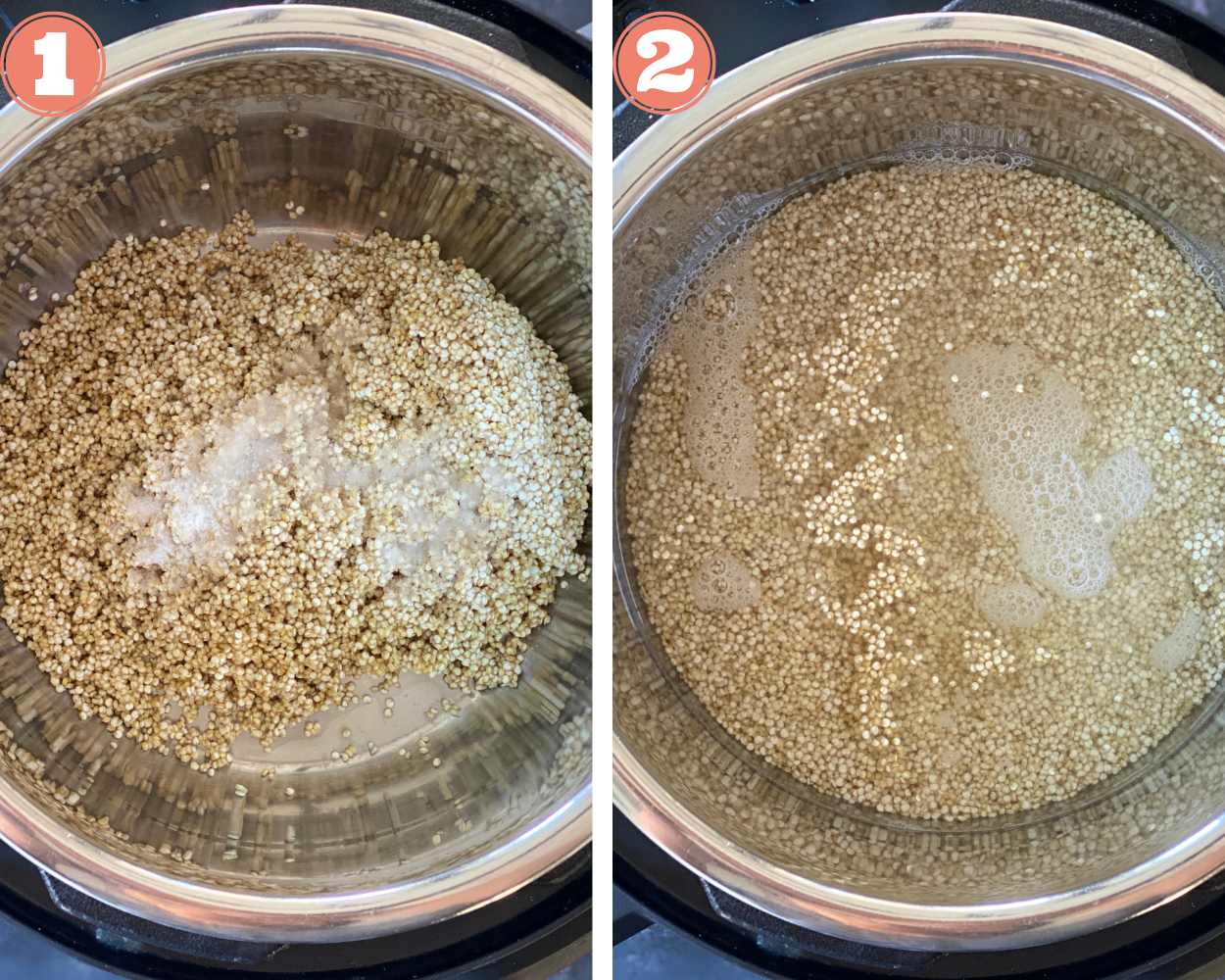 Add quinoa and salt to the Instant Pot. Add water and mix well.