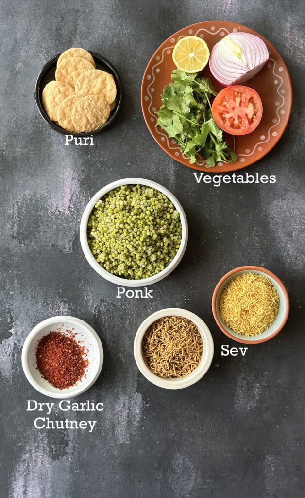Ingredients for ponk bhel