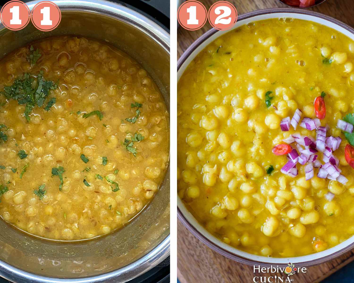 Steps to prepare instant pot ragda and serve it with toppings. 