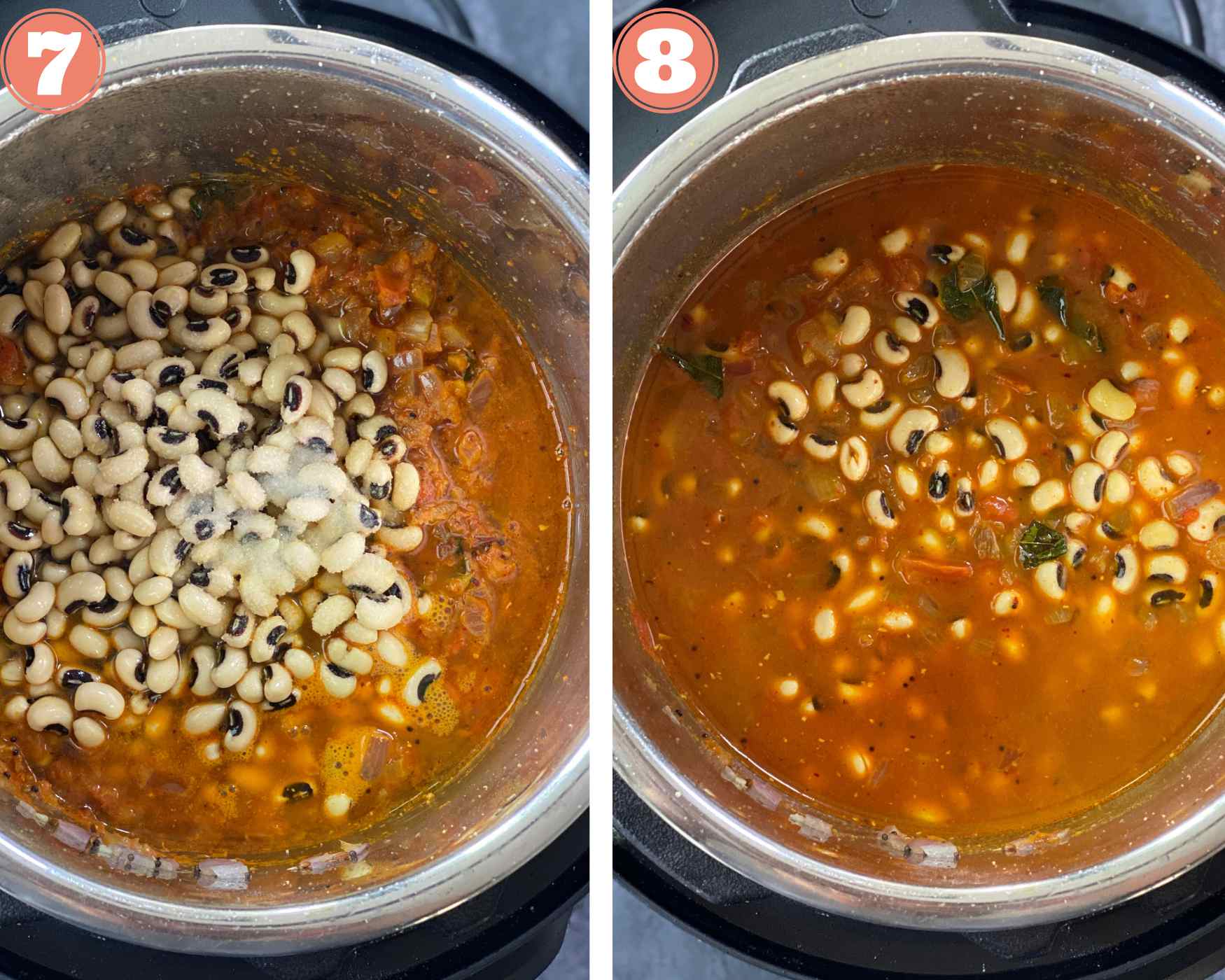 Add seasonings and black eyed peas to the instant pot and mix it all well.