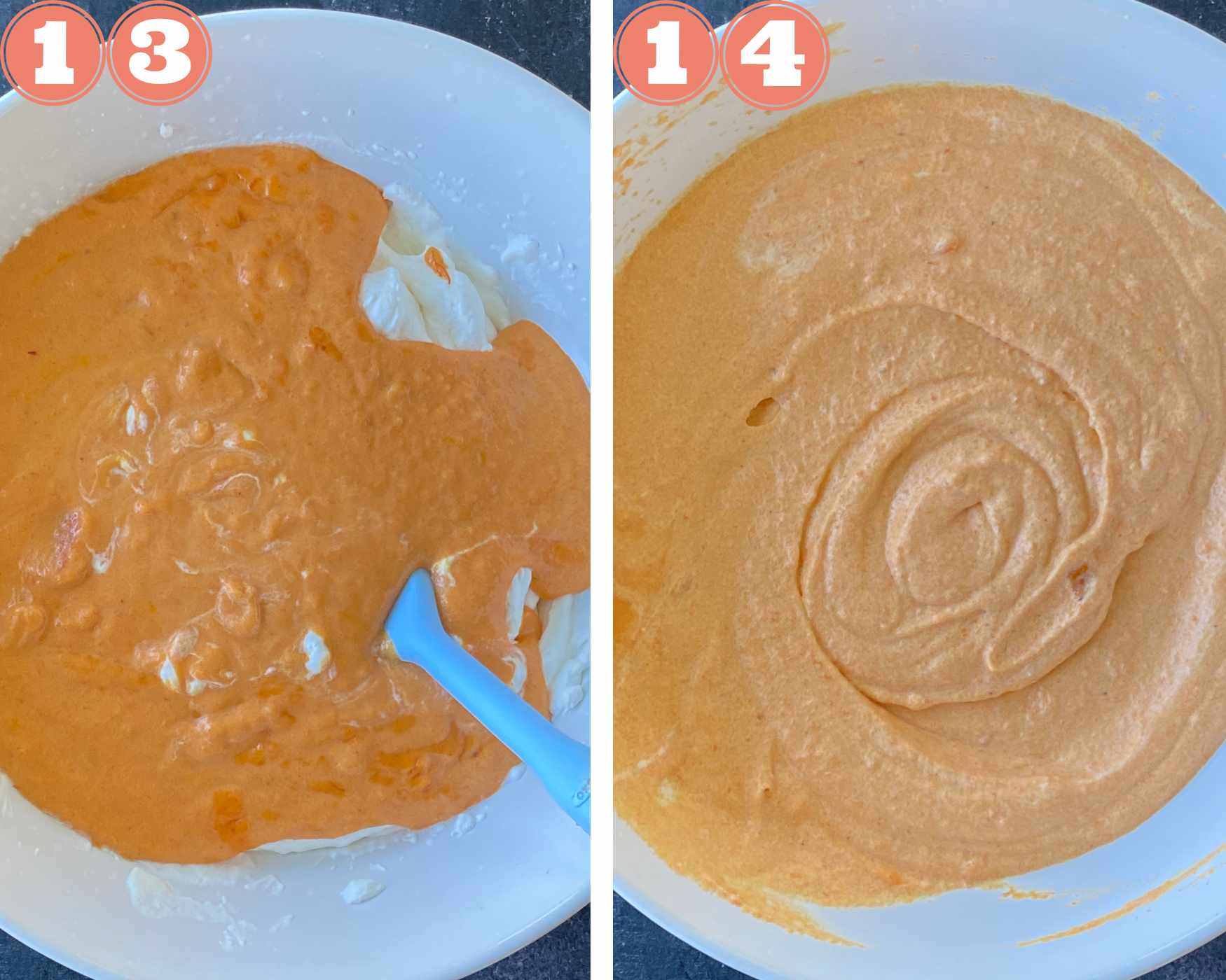 Add the chilled carrot mixture to the cream and fold it in.