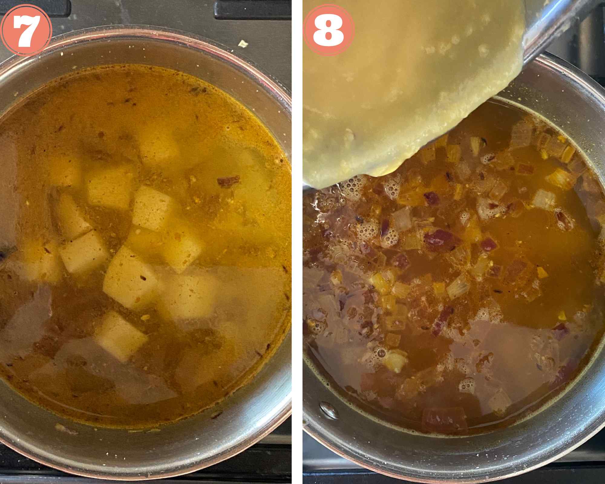 Collage steps to make lentil based soups.