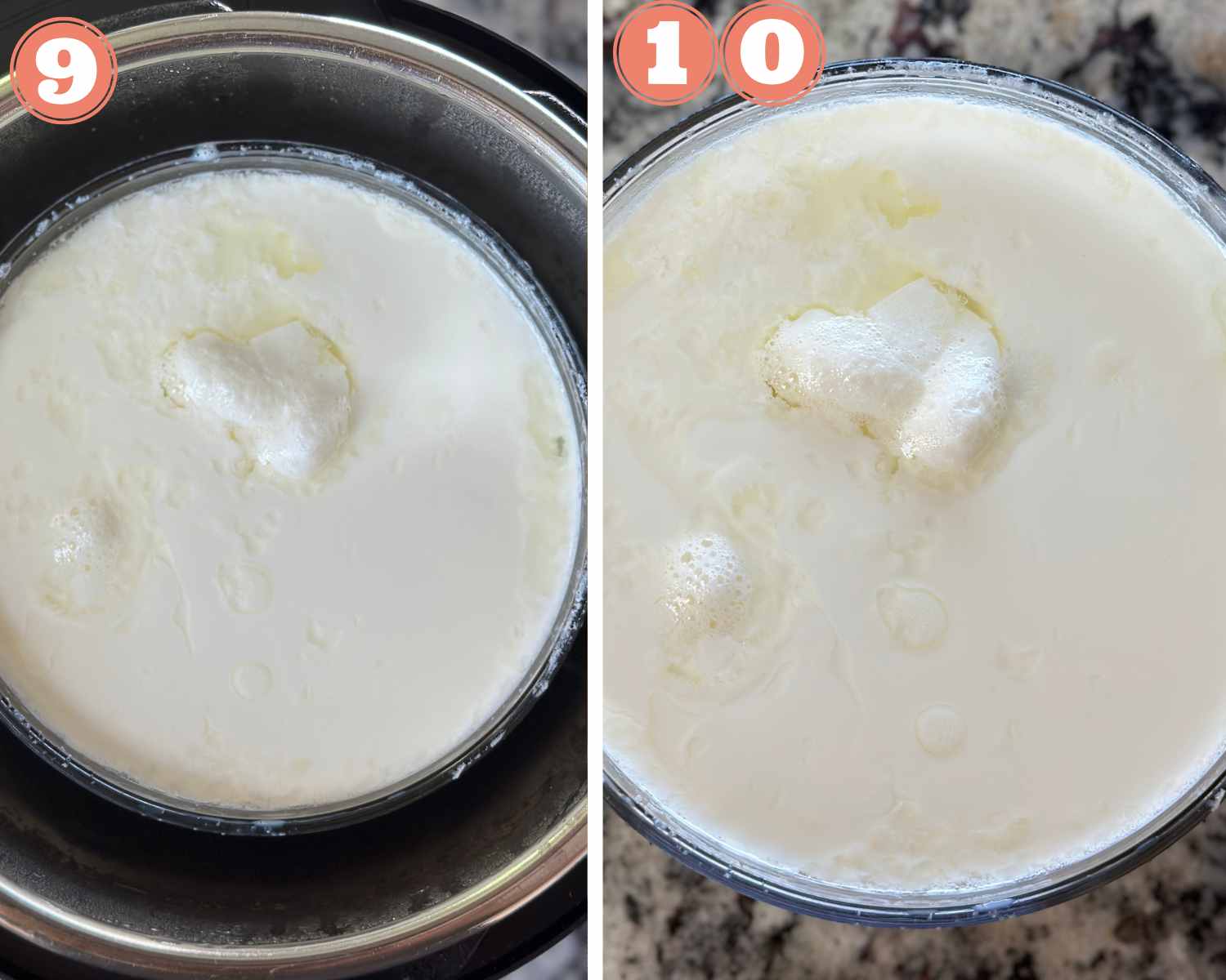 Collage steps to make instant pot yogurt; remove from instant pot and cool. 