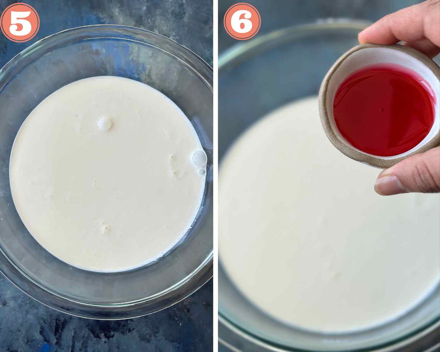 Collage steps to make rose falooda ice cream; add sugar, milk and rose syrup to heavy cream in a bowl. 