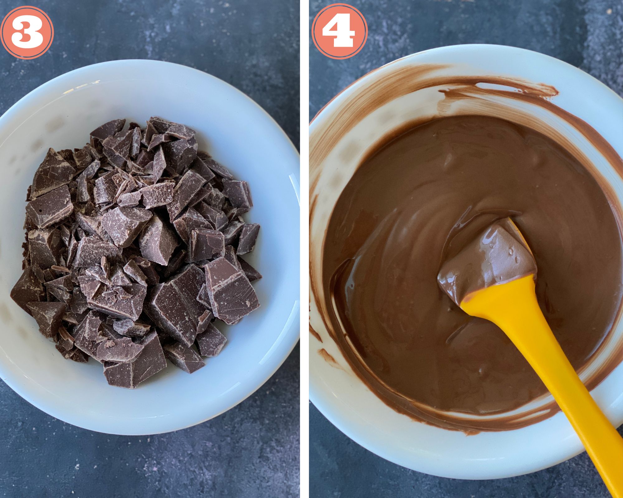 Chop the chocolate and melt it till smooth. Set aside. 