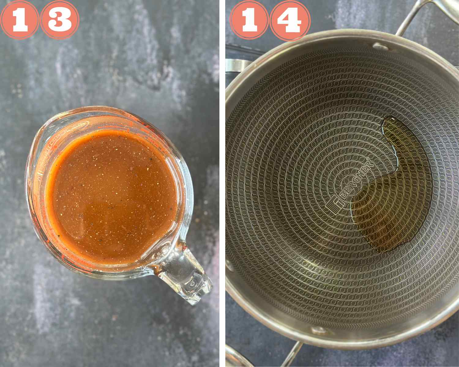 Collage steps to make non-fried manchurian; make the slurry and heat oil in a pan. 